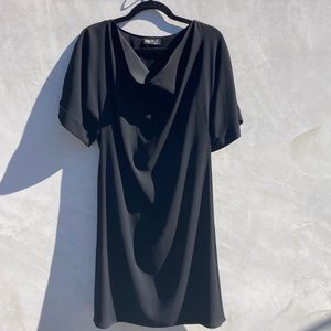 Agnes b. Paris black drape front belted dress.